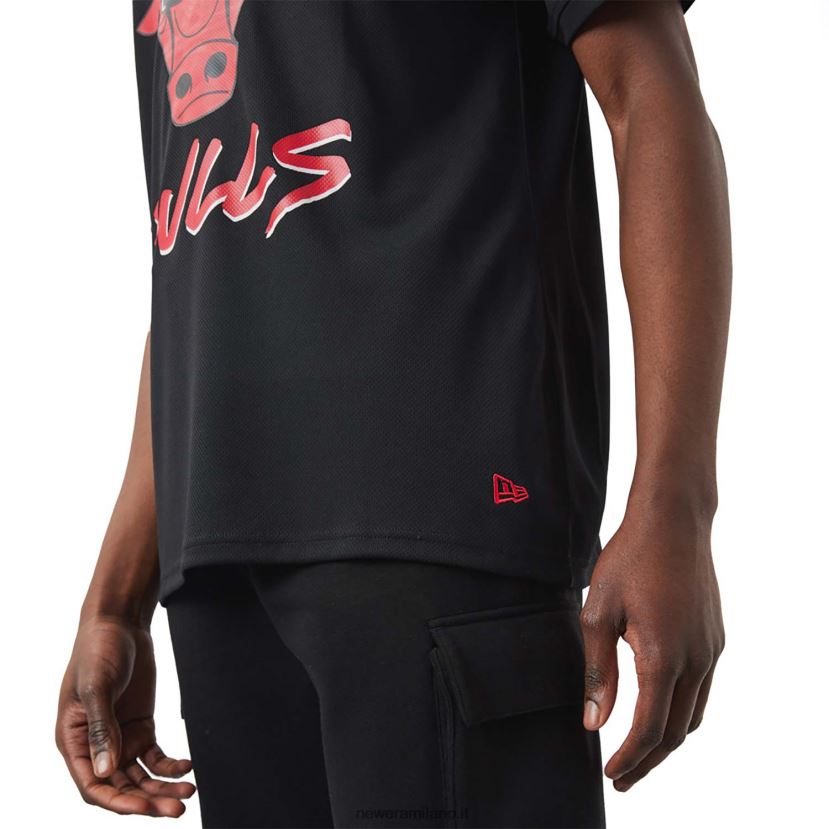 New Era Z282J23086 t-shirt nera scritta Chicago Bulls nba