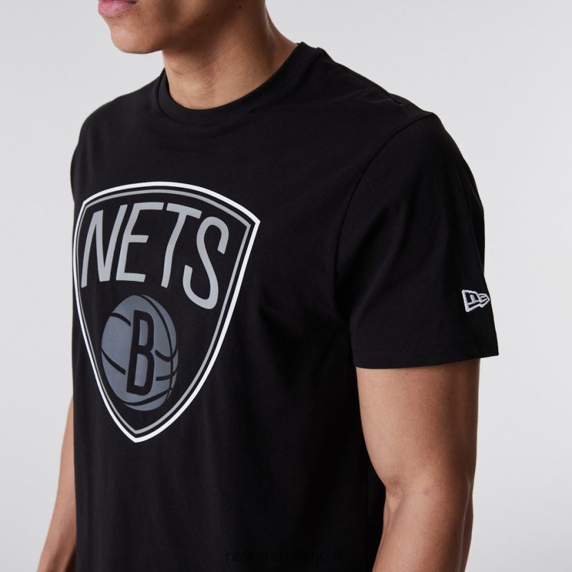 New Era Z282J23124 t-shirt nera con logo nba dei brooklyn nets