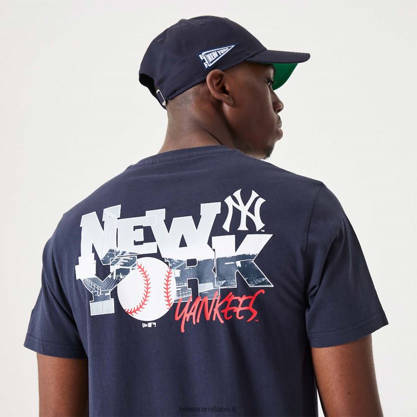 New Era Z282J23129 t-shirt marina con grafica del logo della squadra mlb dei new york yankees