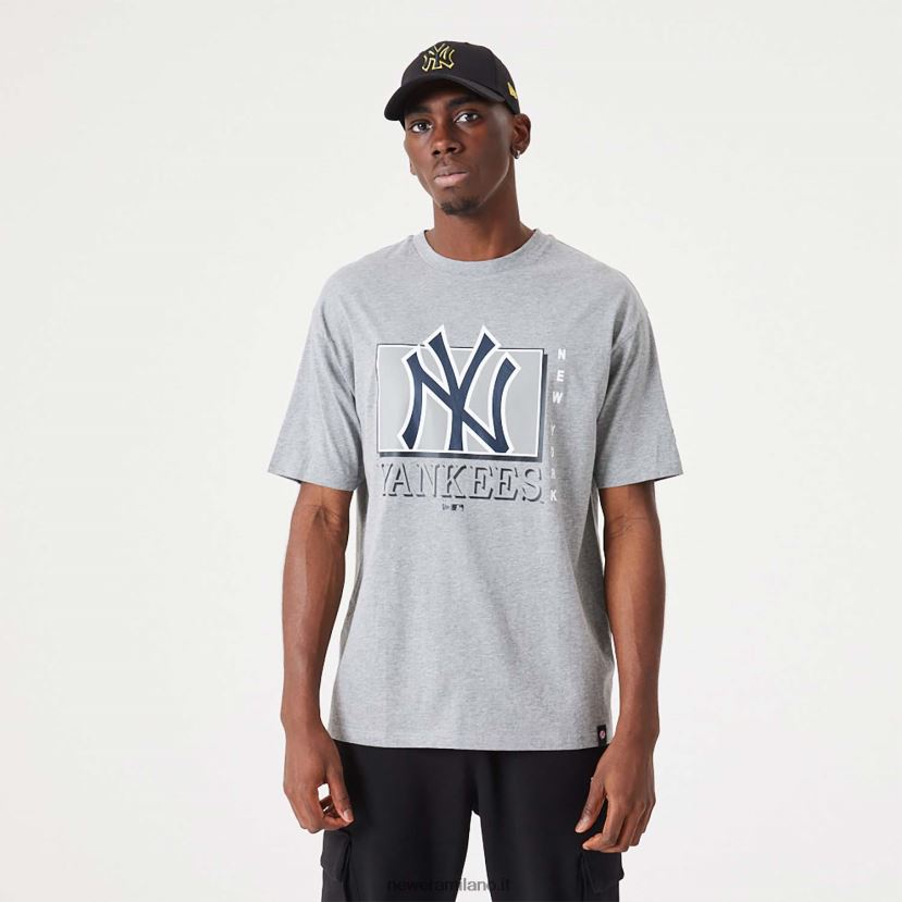 New Era Z282J23143 t-shirt grigia oversize con marchio della squadra mlb dei new york yankees