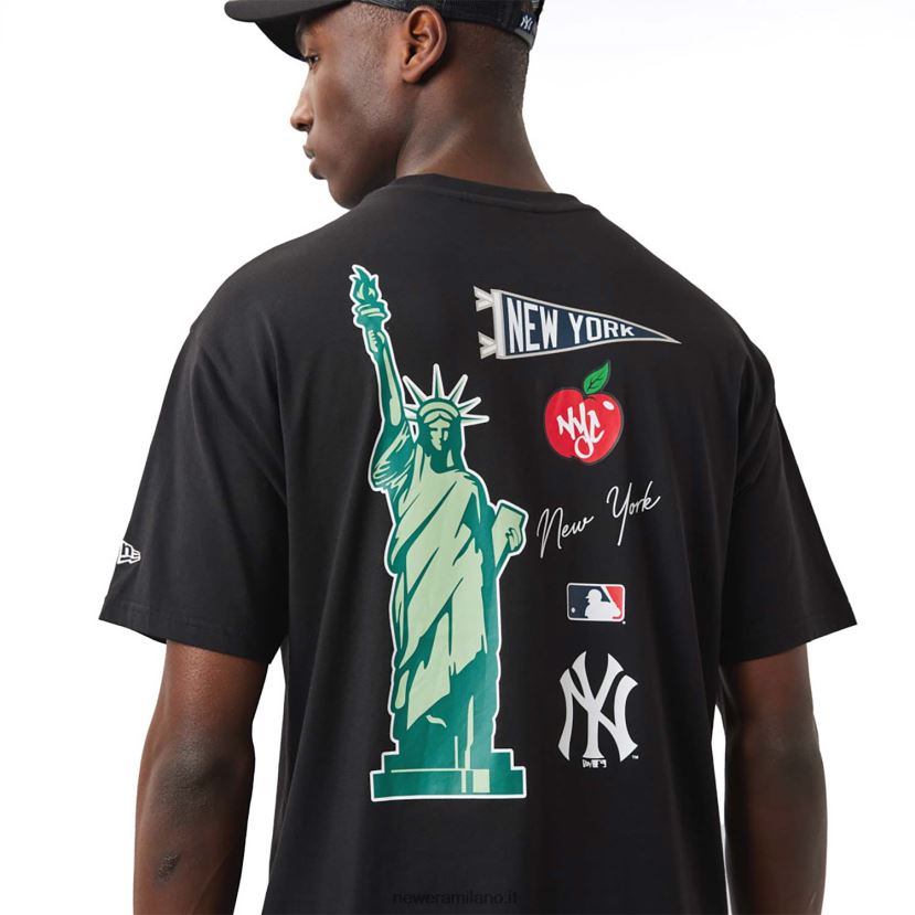 New Era Z282J23154 t-shirt nera oversize grafica new york yankees mlb city
