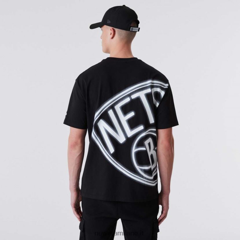 New Era Z282J23165 t-shirt nera oversize neon reti brooklyn