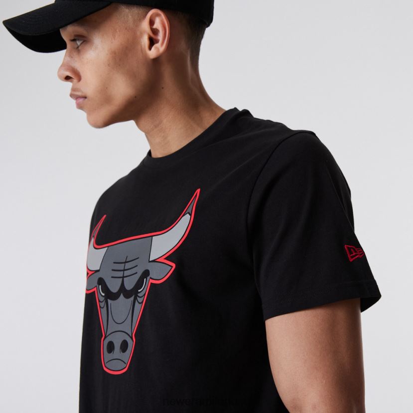 New Era Z282J23166 t-shirt nera con logo Chicago Bulls nba