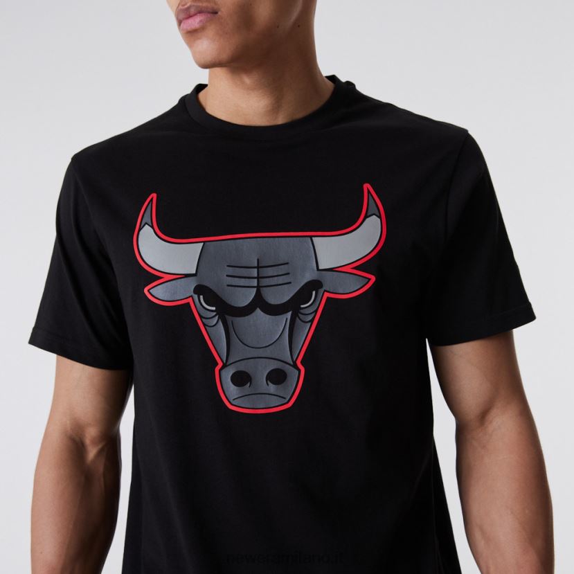 New Era Z282J23166 t-shirt nera con logo Chicago Bulls nba